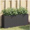 Odlingslåda med 2 krukor svart 90x20x40 cm konstrotting vidaXL – miniatyr 1