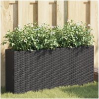 Odlingslåda med 2 krukor svart 90x20x40 cm konstrotting vidaXL