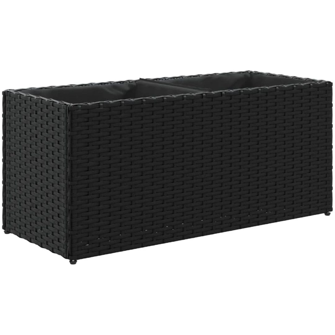 Odlingslåda med 2 krukor svart konstrotting vidaXL 72 x 30 x 32 cm – bild 2
