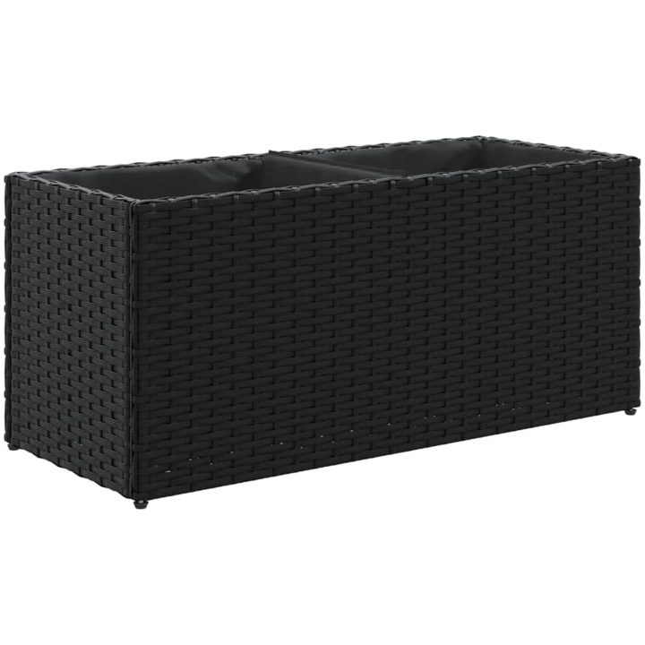 Odlingslåda med 2 krukor svart konstrotting vidaXL 72 x 30 x 32 cm – bild 2