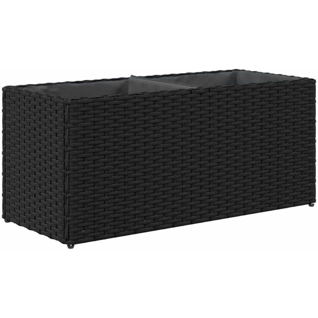 Odlingslåda med 2 krukor svart konstrotting vidaXL 72 x 30 x 32 cm – bild 7
