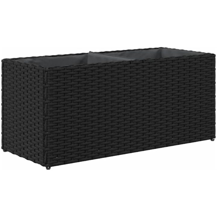 Odlingslåda med 2 krukor svart konstrotting vidaXL 72 x 30 x 32 cm – bild 7