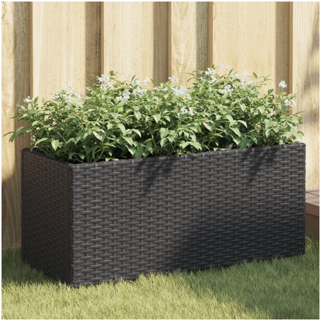 Odlingslåda med 2 krukor svart konstrotting vidaXL 72 x 30 x 32 cm