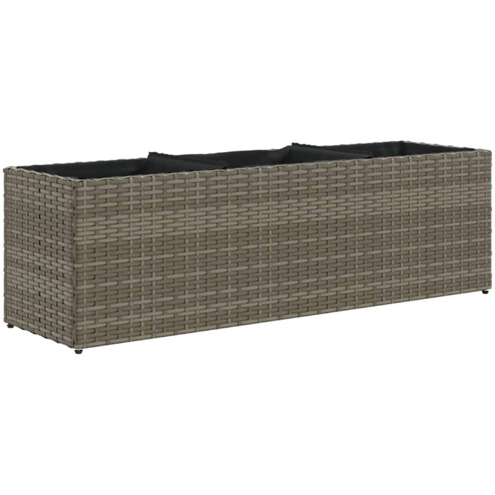 Odlingslåda med 3 krukor grå konstrotting vidaXL 105 x 30 x 32 cm – bild 2