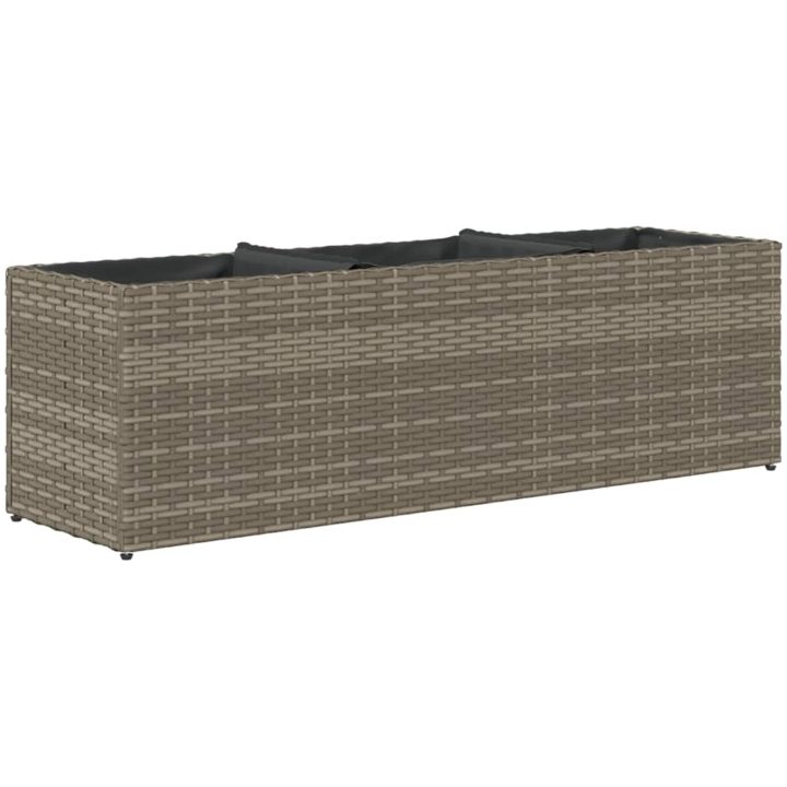 Odlingslåda med 3 krukor grå konstrotting vidaXL 105 x 30 x 32 cm – bild 7