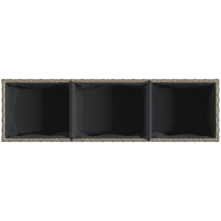 Odlingslåda med 3 krukor grå konstrotting vidaXL 105 x 30 x 32 cm – bild 8