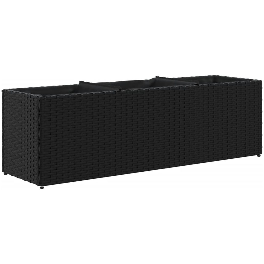 Odlingslåda med 3 krukor svart konstrotting vidaXL 105 x 30 x 32 cm – bild 2