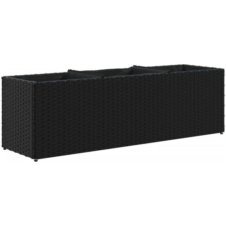 Odlingslåda med 3 krukor svart konstrotting vidaXL 105 x 30 x 32 cm – bild 2