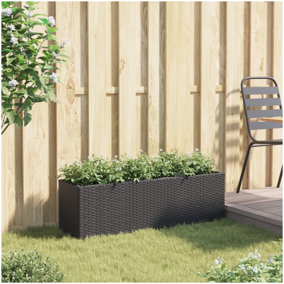 Odlingslåda med 3 krukor svart konstrotting vidaXL 105 x 30 x 32 cm – bild 3