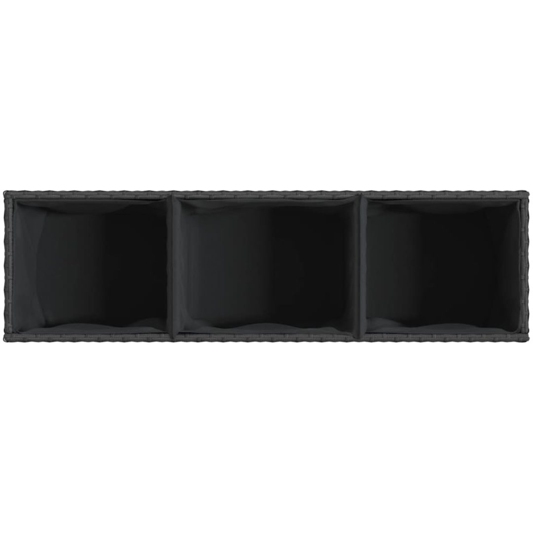 Odlingslåda med 3 krukor svart konstrotting vidaXL 105 x 30 x 32 cm – bild 8