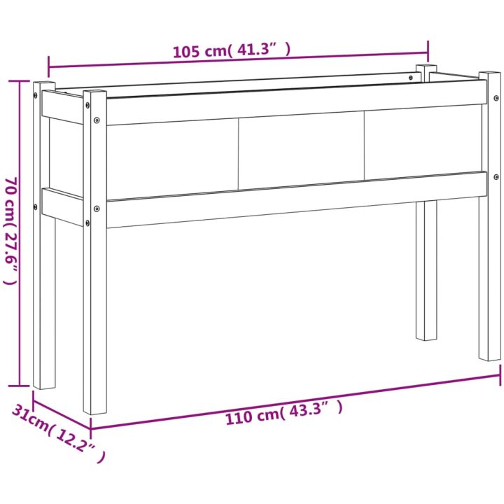 Odlingslåda med ben 110x31x70 cm massivt douglasträ vidaXL – bild 11