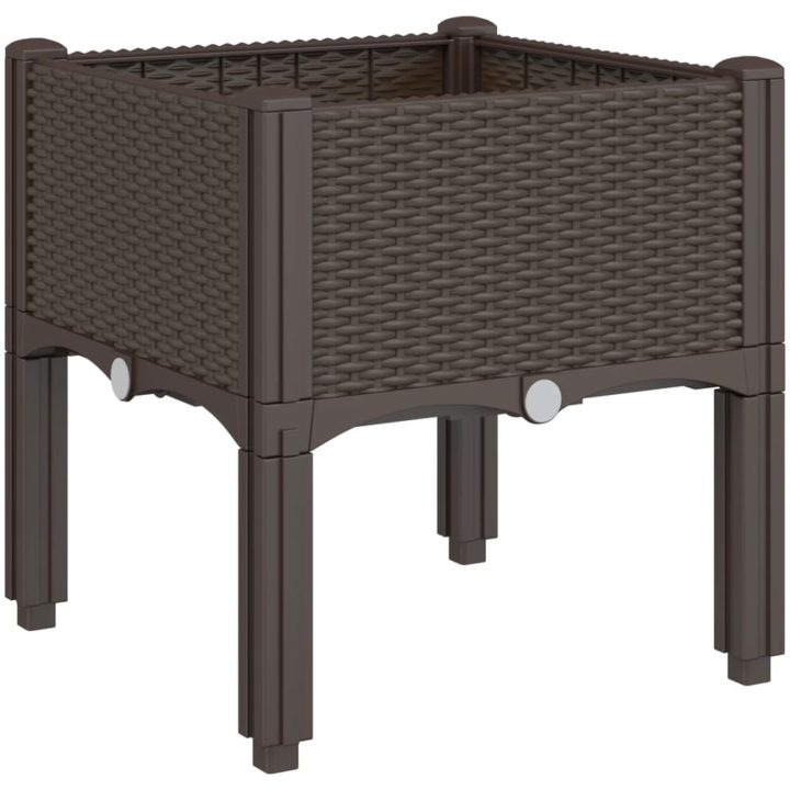 Odlingslåda med ben brun PP vidaXL 40 x 40 x 42 cm – bild 2