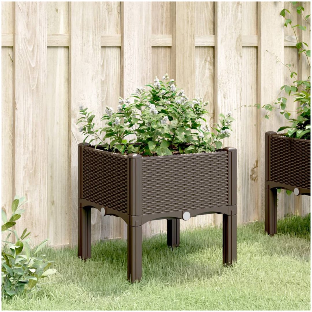Odlingslåda med ben brun PP vidaXL 40 x 40 x 42 cm – bild 3