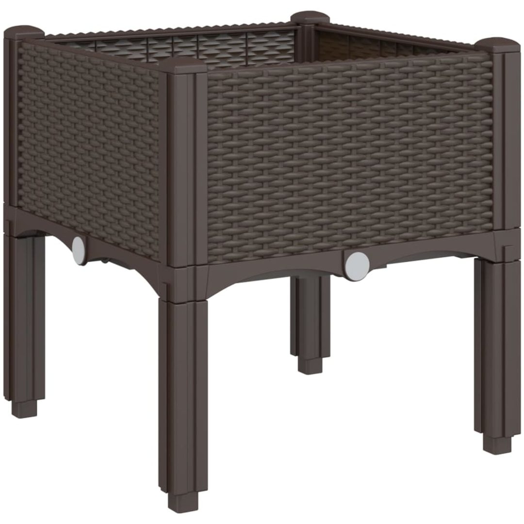 Odlingslåda med ben brun PP vidaXL 40 x 40 x 42 cm – bild 6