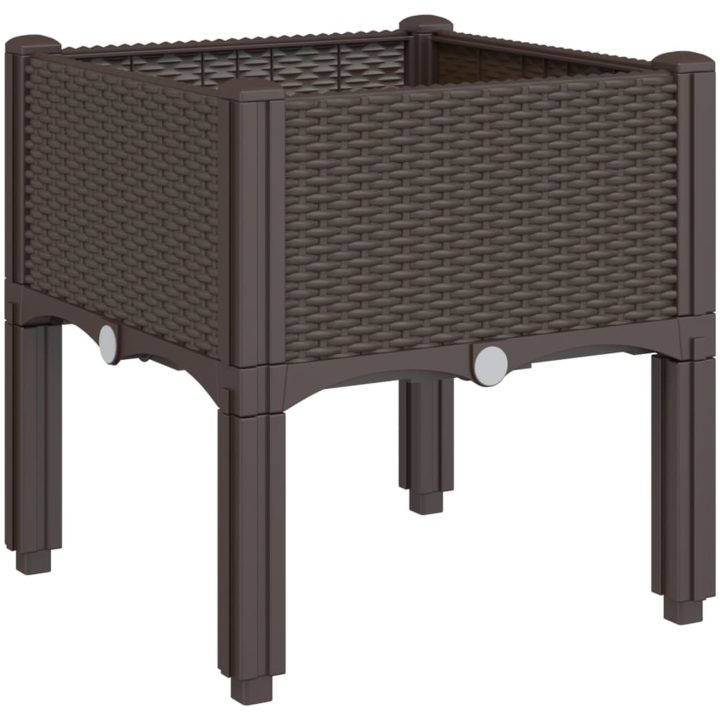 Odlingslåda med ben brun PP vidaXL 40 x 40 x 42 cm – bild 6