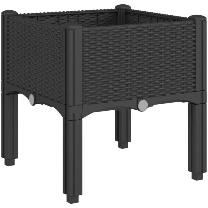 Odlingslåda med ben svart PP vidaXL 40 x 40 x 42 cm – bild 2