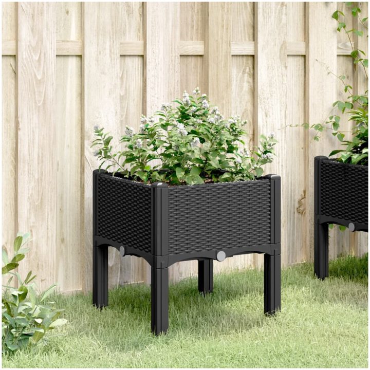 Odlingslåda med ben svart PP vidaXL 40 x 40 x 42 cm – bild 3