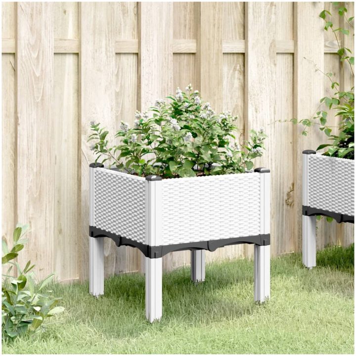 Odlingslåda med ben vit PP vidaXL 40 x 40 x 42 cm – bild 3