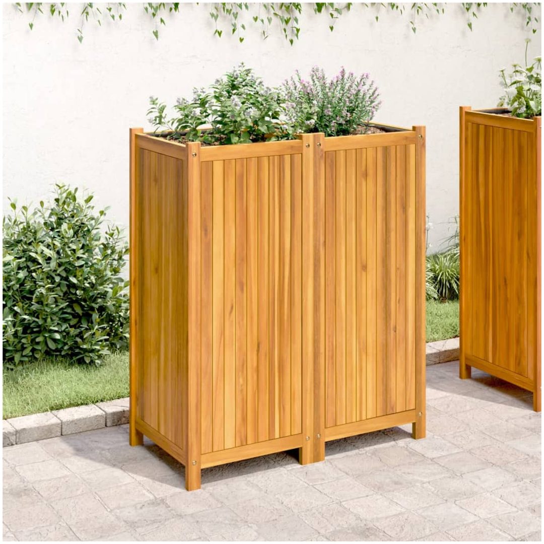 Odlingslåda med foder 84x42x100 cm massivt akaciaträ vidaXL 80 x 42 x 100 cm – bild 3