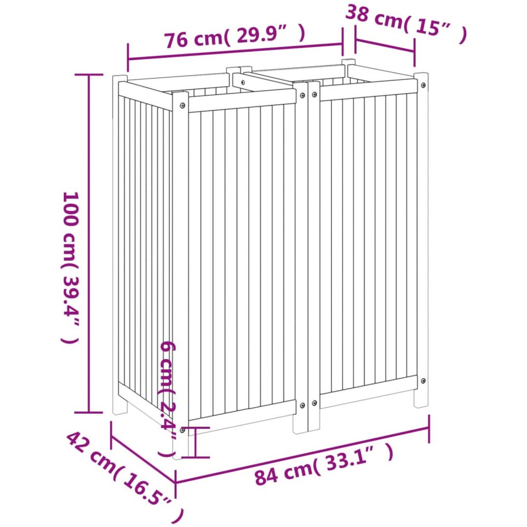 Odlingslåda med foder 84x42x100 cm massivt akaciaträ vidaXL 80 x 42 x 100 cm – bild 9