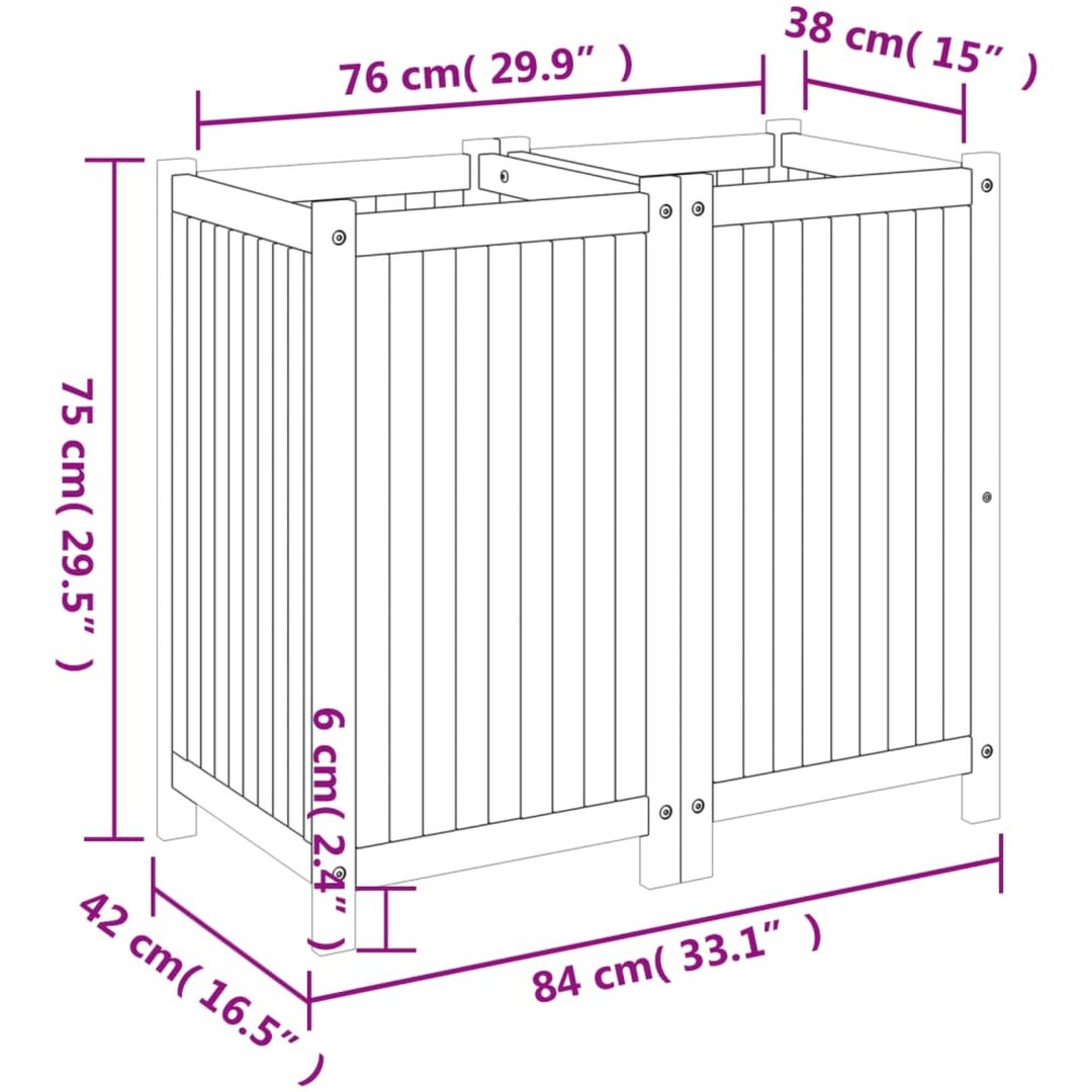 Odlingslåda med foder 84x42x75 cm massivt akaciaträ vidaXL 80 x 42 x 75 cm – bild 9