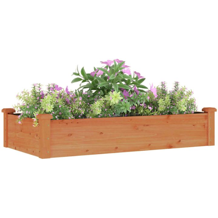 Odlingslåda med foder brun massivt granträ vidaXL 120 x 60 x 25 cm – bild 3