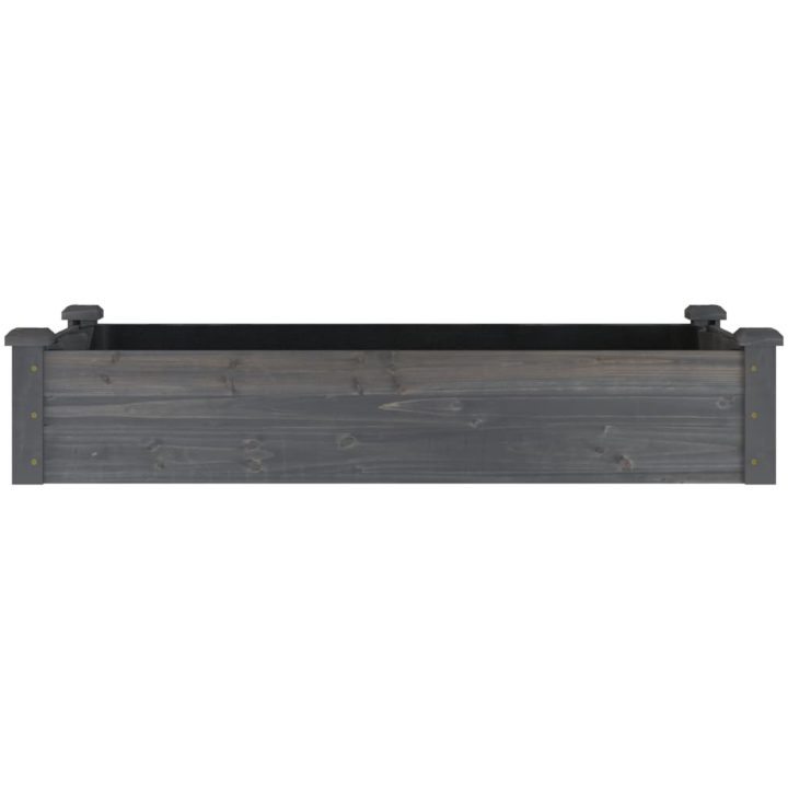 Odlingslåda med foder grå massivt granträ vidaXL 120 x 60 x 25 cm – bild 4