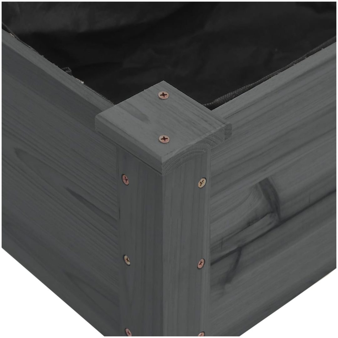 Odlingslåda med foder grå massivt granträ vidaXL 120 x 60 x 25 cm – bild 7