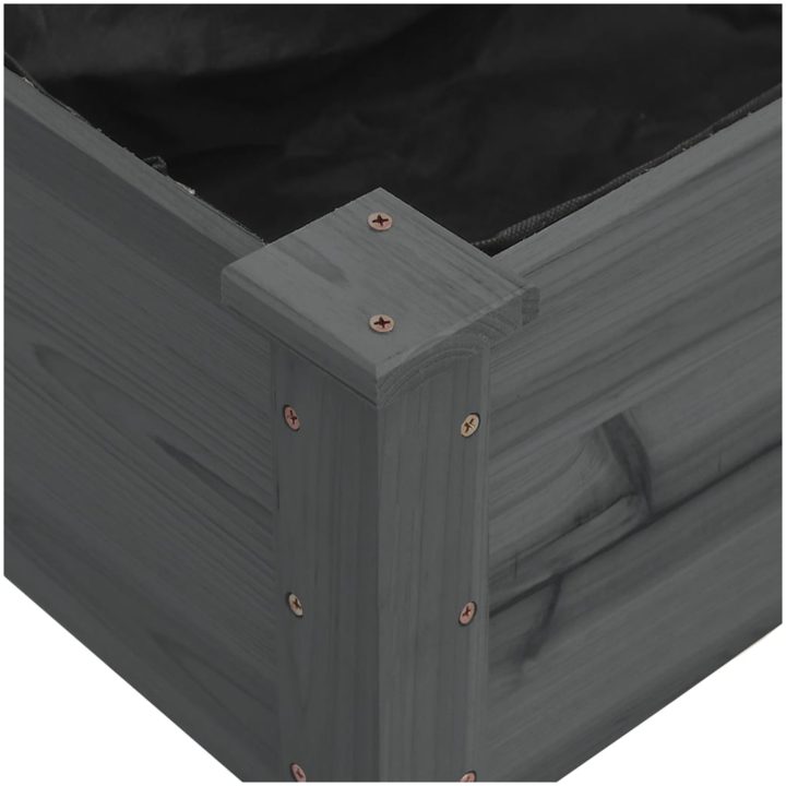 Odlingslåda med foder grå massivt granträ vidaXL 120 x 60 x 25 cm – bild 7