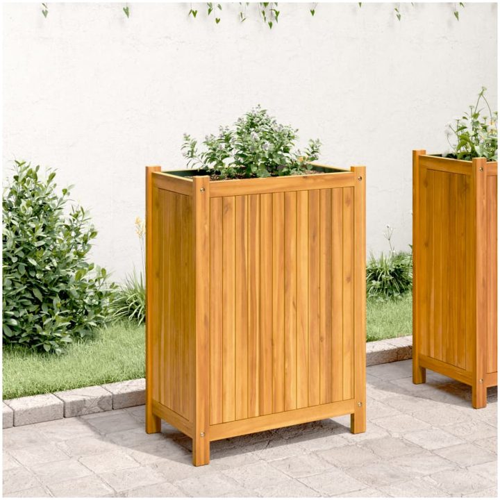 Odlingslåda med foder massivt akaciaträ vidaXL 54 x 31 x 75 cm – bild 3