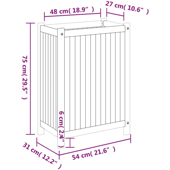 Odlingslåda med foder massivt akaciaträ vidaXL 54 x 31 x 75 cm – bild 9