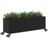 Odlingslåda med hjul & 3 krukor svart konstrotting vidaXL 107 x 32 x 38 cm – miniatyr 4