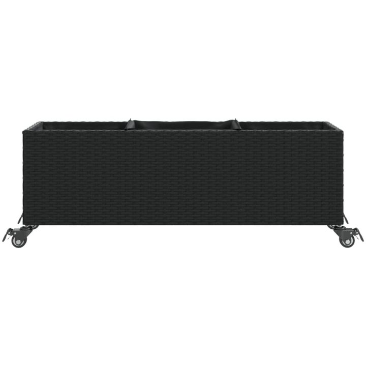 Odlingslåda med hjul & 3 krukor svart konstrotting vidaXL 107 x 32 x 38 cm – bild 5