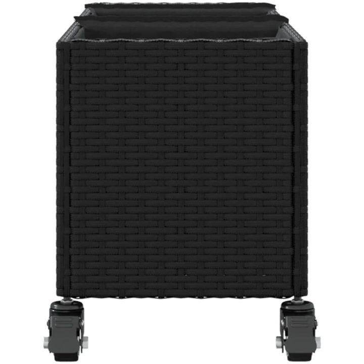 Odlingslåda med hjul & 3 krukor svart konstrotting vidaXL 107 x 32 x 38 cm – bild 6