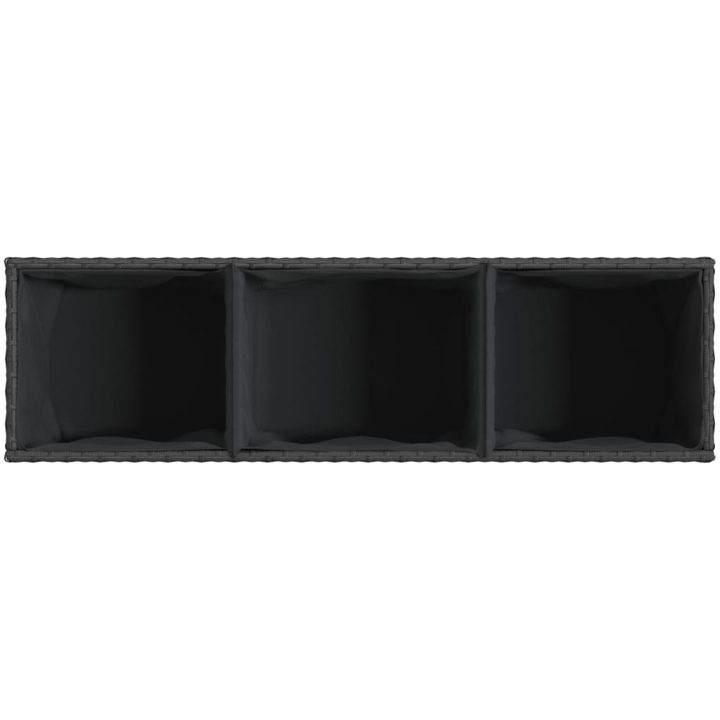Odlingslåda med hjul & 3 krukor svart konstrotting vidaXL 107 x 32 x 38 cm – bild 8