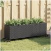 Odlingslåda med hjul & 3 krukor svart konstrotting vidaXL 107 x 32 x 38 cm – miniatyr 1