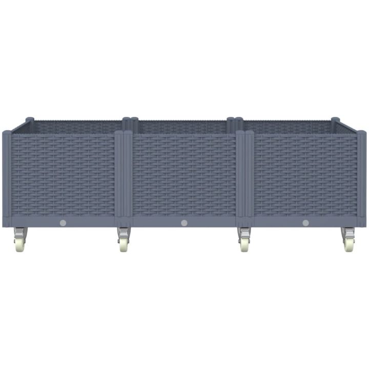 Odlingslåda med hjul grå PP vidaXL 150 x 80 x 54 cm – bild 3