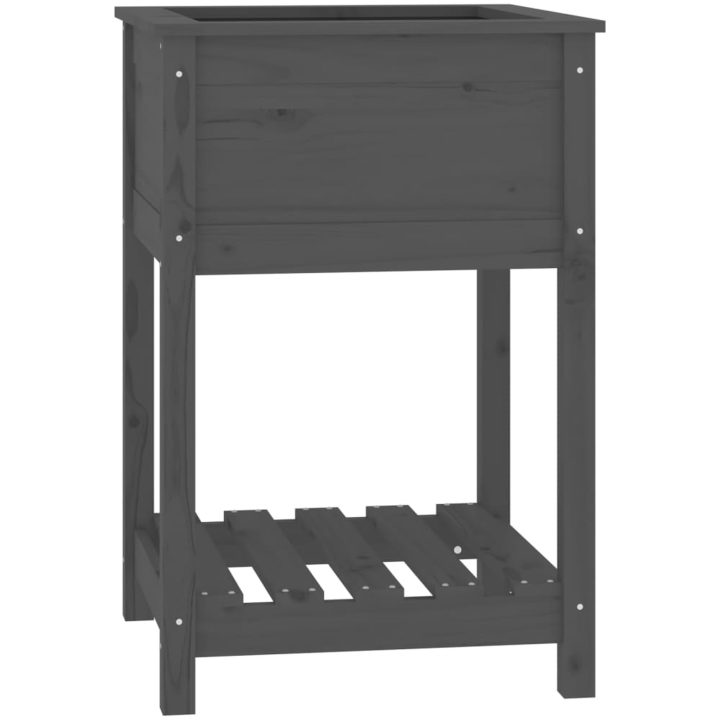Odlingslåda med hylla grå 54x54x81 cm massiv furu vidaXL 56 x 54 x 81 cm – bild 2