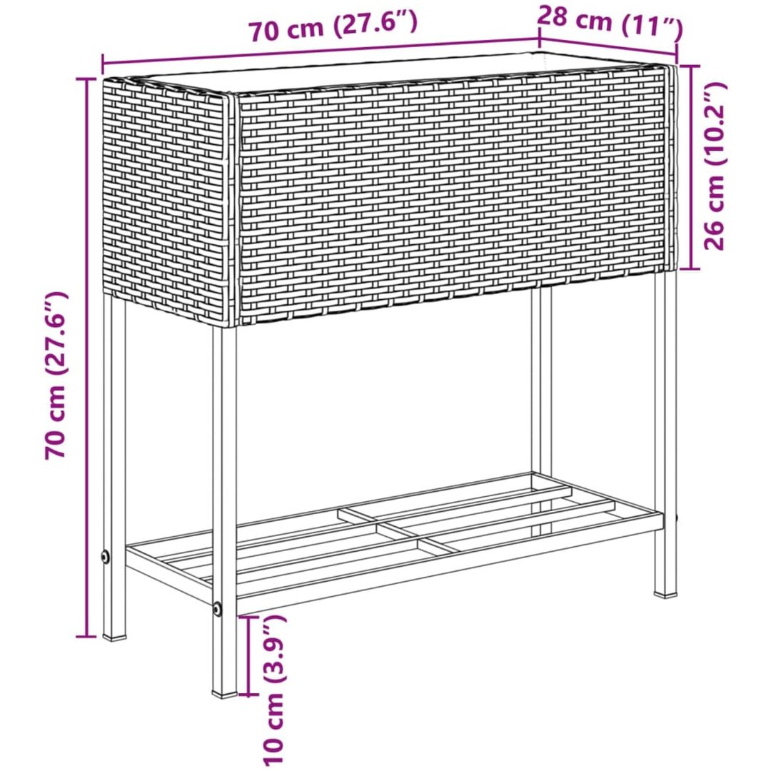 Odlingslåda med hylla grå konstrottning vidaXL 70 x 28 x 70 cm – bild 11
