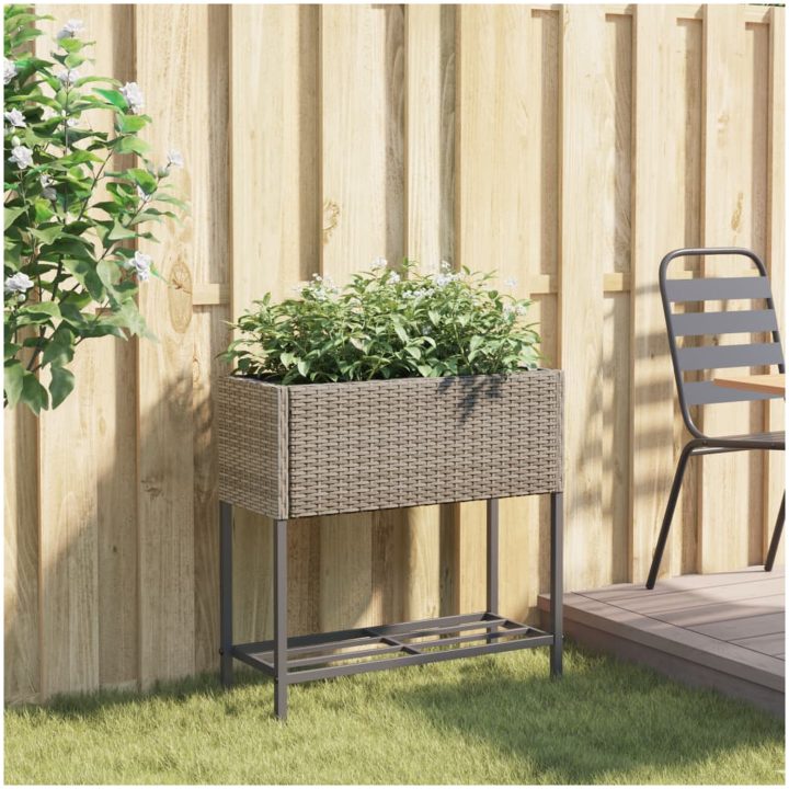 Odlingslåda med hylla grå konstrottning vidaXL 70 x 28 x 70 cm – bild 3