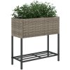 Odlingslåda med hylla grå konstrottning vidaXL 70 x 28 x 70 cm – miniatyr 4
