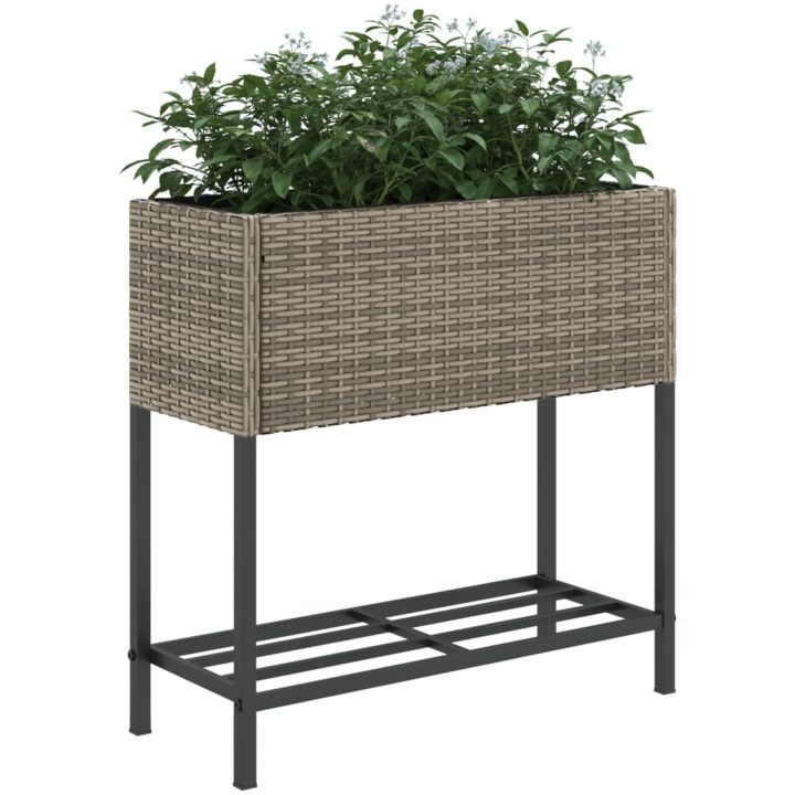 Odlingslåda med hylla grå konstrottning vidaXL 70 x 28 x 70 cm – bild 4