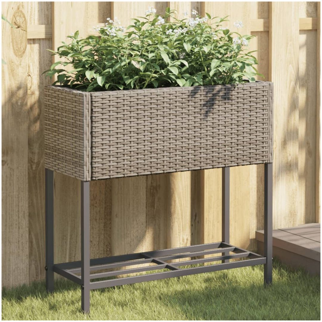 Odlingslåda med hylla grå konstrottning vidaXL 70 x 28 x 70 cm