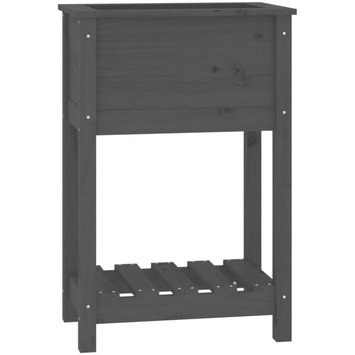 Odlingslåda med hylla grå massiv furu vidaXL 54 x 34.5 x 81 cm – bild 2