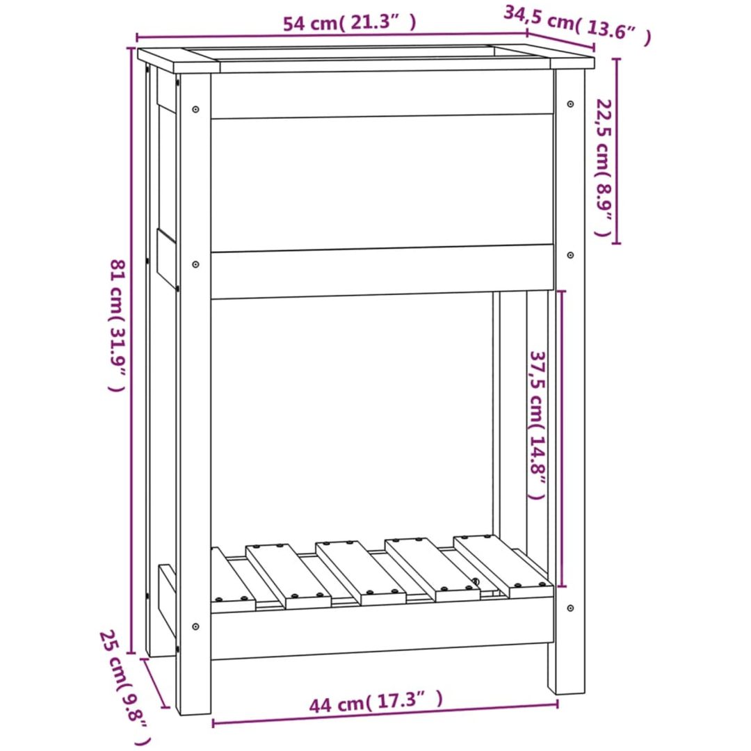 Odlingslåda med hylla grå massiv furu vidaXL 54 x 34.5 x 81 cm – bild 8