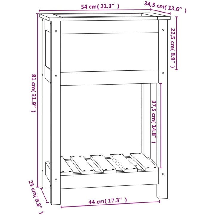 Odlingslåda med hylla grå massiv furu vidaXL 54 x 34.5 x 81 cm – bild 8