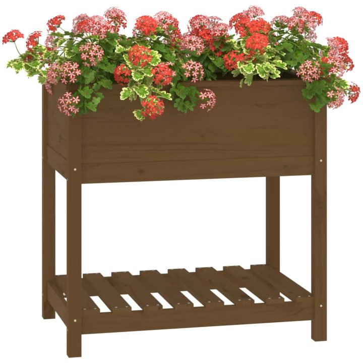 Odlingslåda med hylla honungsbrun massiv furu vidaXL 82.5 x 54 x 81 cm – bild 4