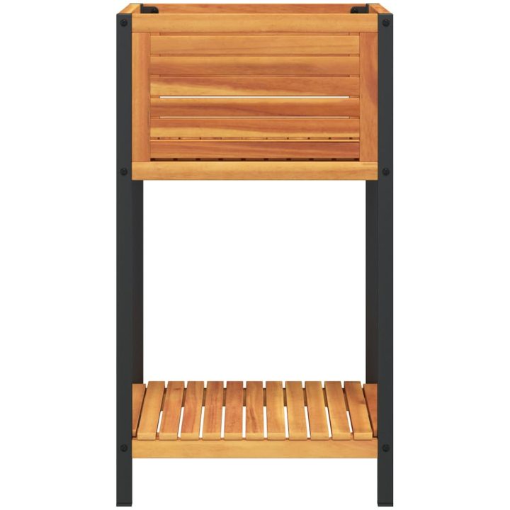Odlingslåda med hylla massiv akacia och stål vidaXL 45 x 45 x 80 cm – bild 4