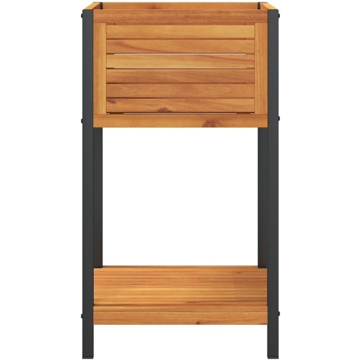 Odlingslåda med hylla massiv akacia och stål vidaXL 45 x 45 x 80 cm – bild 5