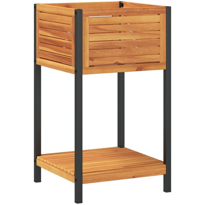 Odlingslåda med hylla massiv akacia och stål vidaXL 45 x 45 x 80 cm – bild 6